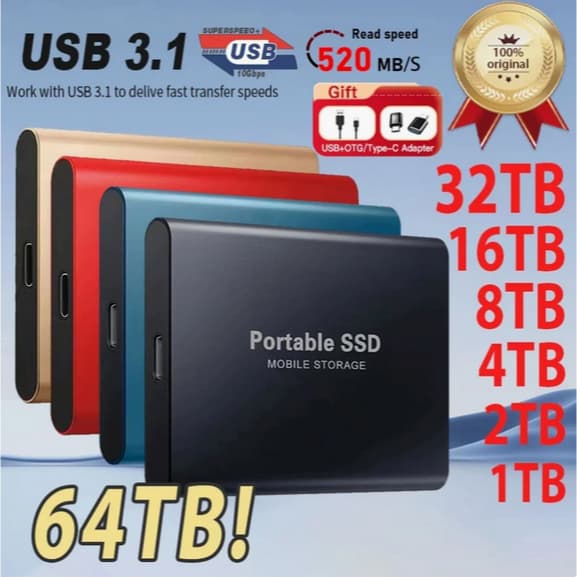 HD Externos SSD 8TB/16TB/32TB USB3.0 Externo Hard Drive 4TB Portable Solid State Drive 1TB/2TB Disko Rígido Externo