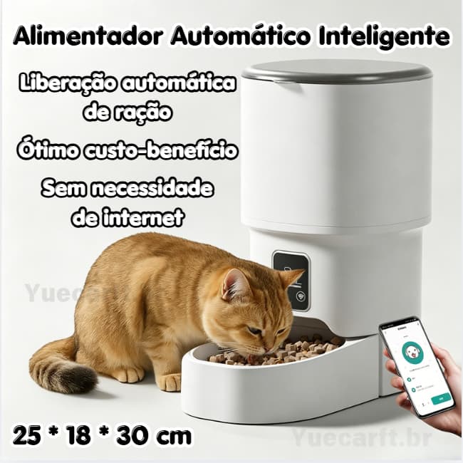 Alimentador Automático para Gatos e Cães 4L - Mantém Ração Fresca, Fácil de Limpar