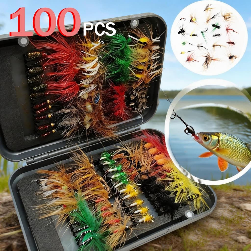 Kit de anzóis para pesca com mosca, conjunto de anzóis para pesca com mosca