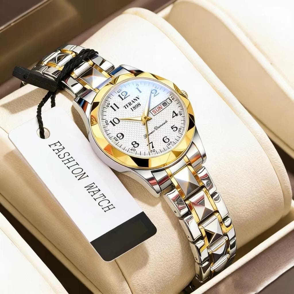 Relógio Clássico Com Calendário Automático Para Mulheres , Original De Luxo À Prova D'água , Moda Feminina , Aço Prismát