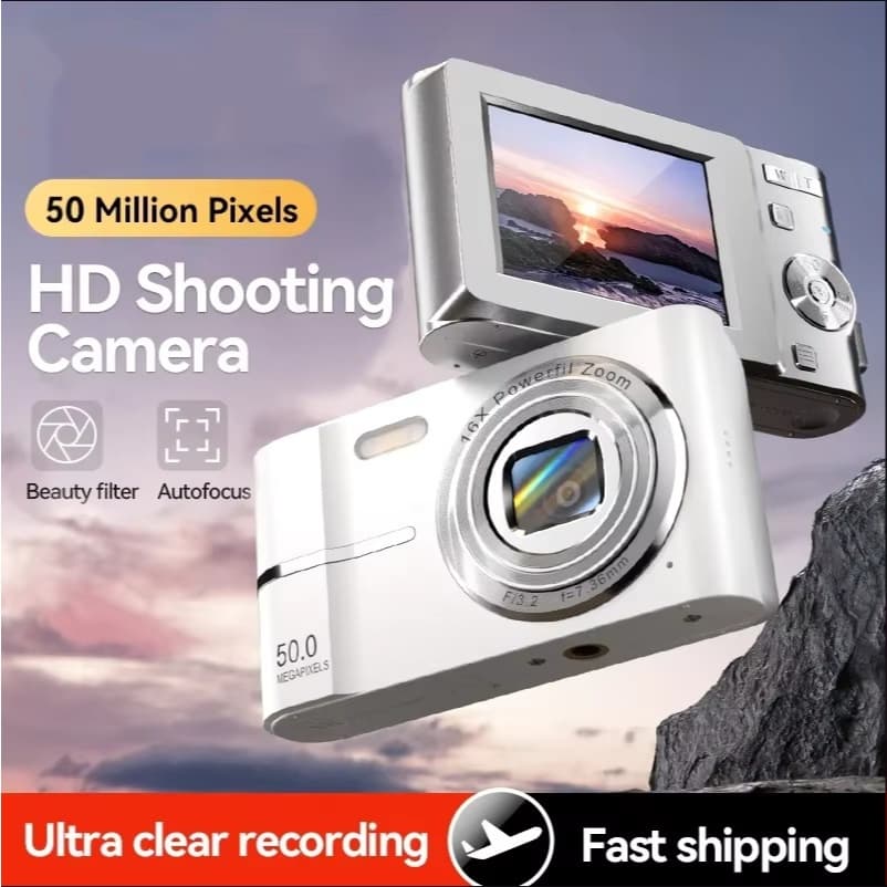2.4 Polegada Câmera Digital Retro 4K HD Pequena Portátil CMOS Mini 50MP 16X Zoom Gravador De Vídeo