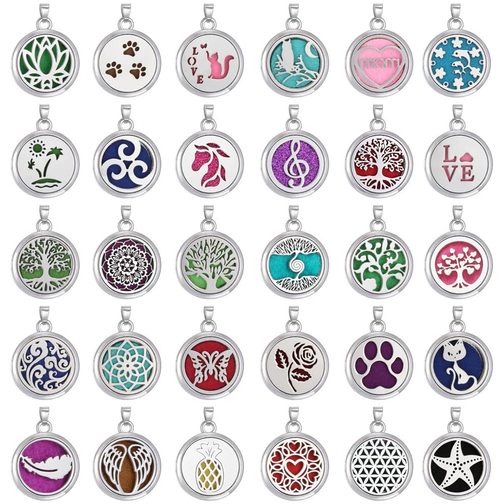 Aço Inoxidável DIY Aromaterapia Colar Difusor Pingente Medalhões Jóias Aroma Pingentes