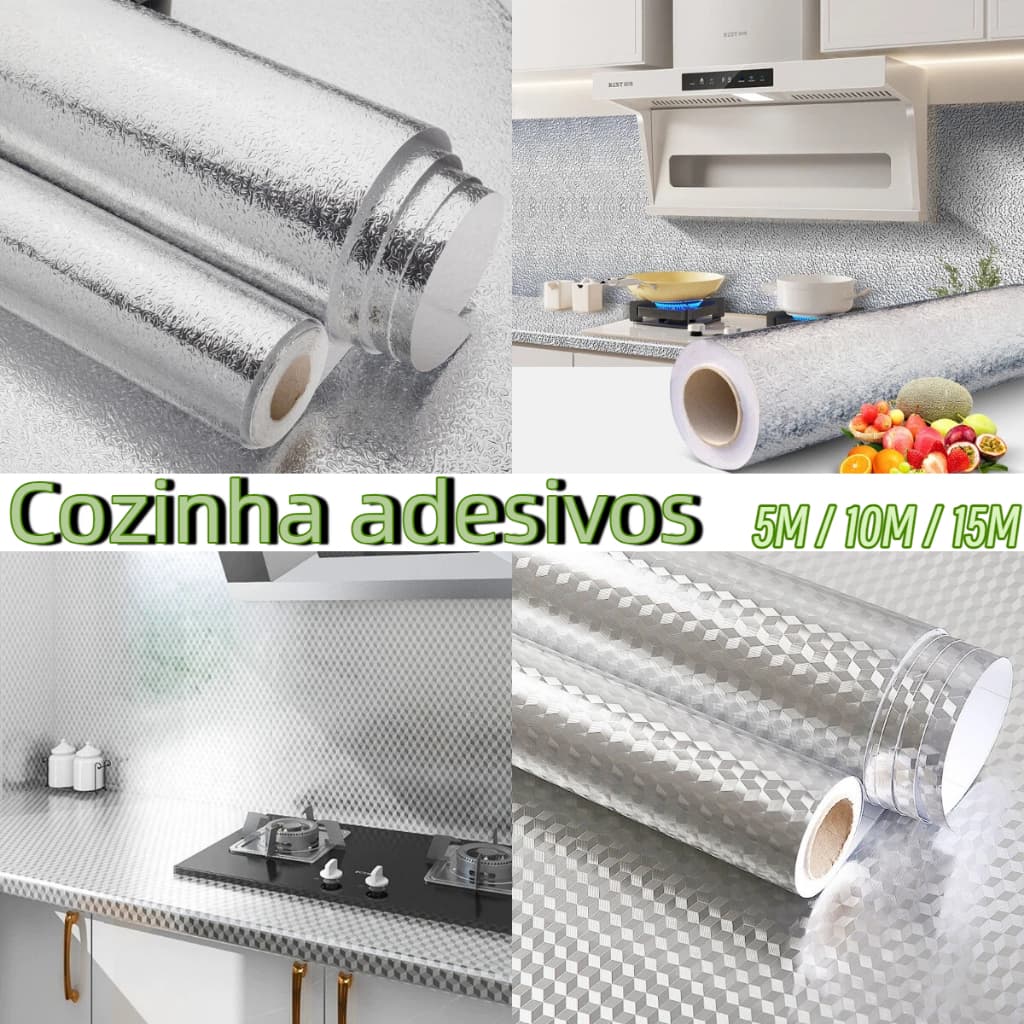 5/10/15 Metros Papel De Alumínio Rolo Adesivo Prova Da Agua Para Cozinha Adesivo Impermeável Protetor Fogão Armário