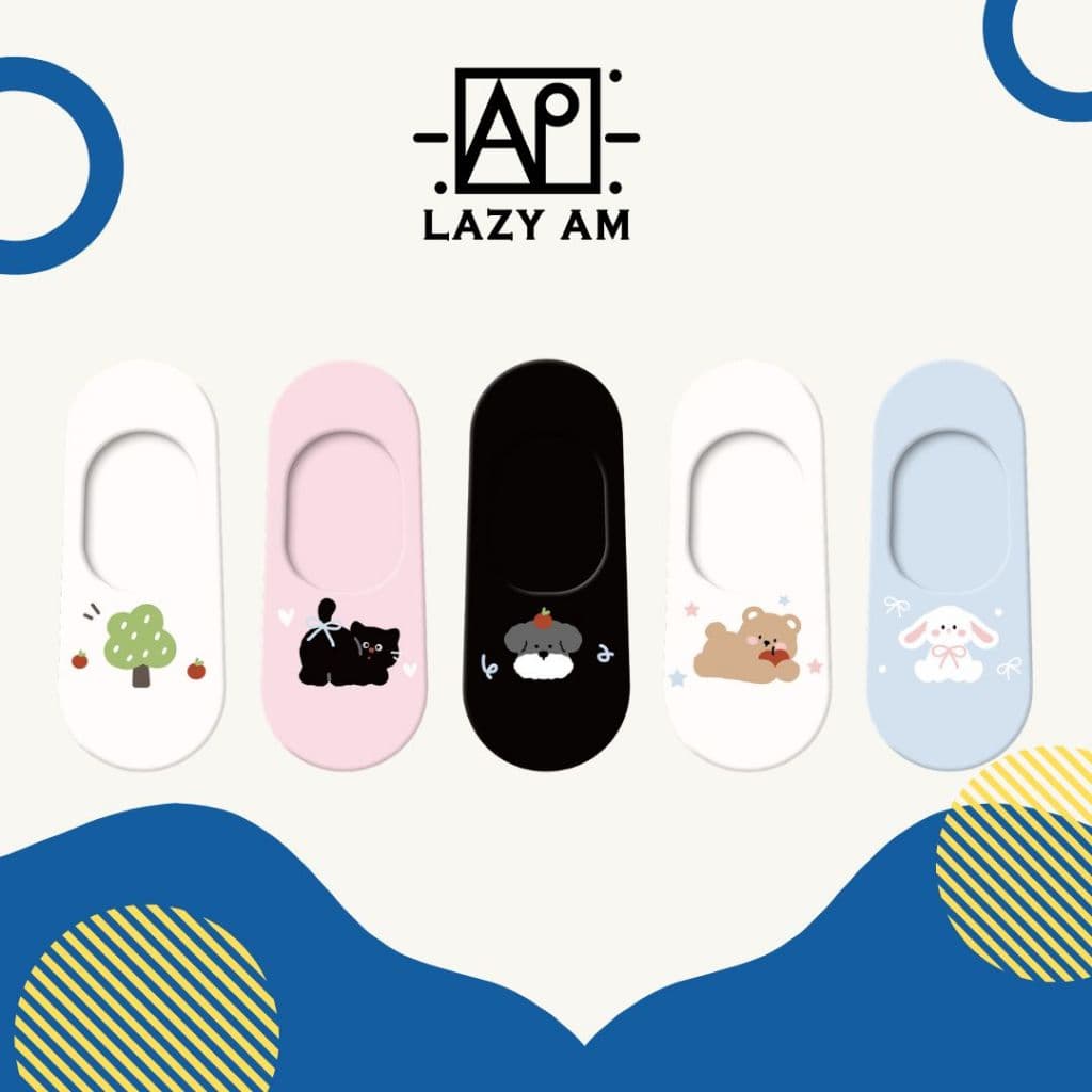 LAZYAM Meia Invisível Cartoon Verão Algodão Antiodor Silicone Antiderrapante Elástica