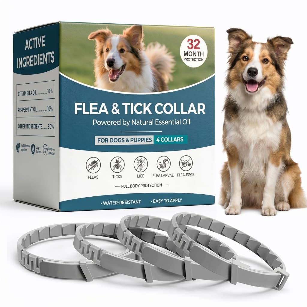 Kit 4 Coleira Ajustável De Silicone Contra Pulgas E Carrapatos Para Cães Gatos – Proteção Animais De Estimação
