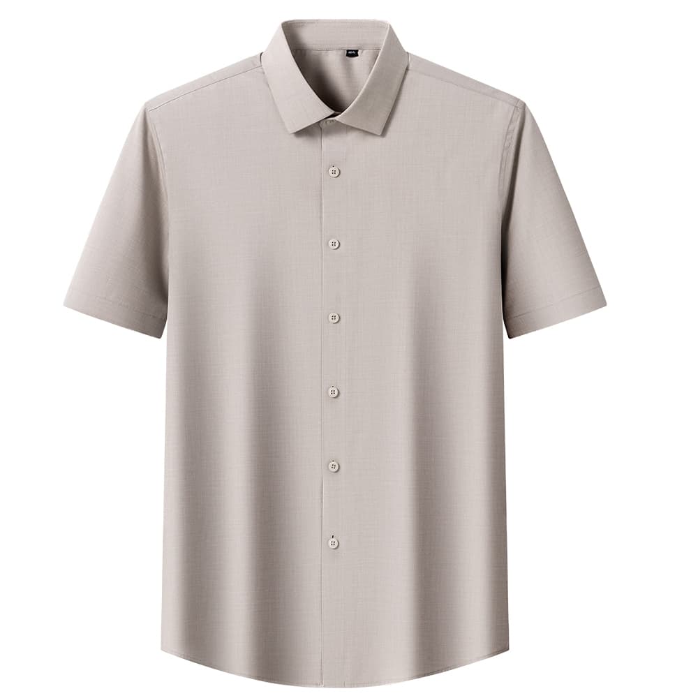 Camisa masculina de manga curta, camisa Modal de seda gelada, camisa de manga curta antirrugas sem ferro com ferramentas