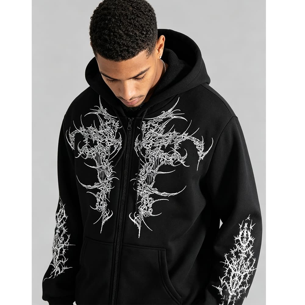 Americano Retro street Wear estilo escuro High street moletom masculino na moda ins plus Size mais casal gordo zíper mol