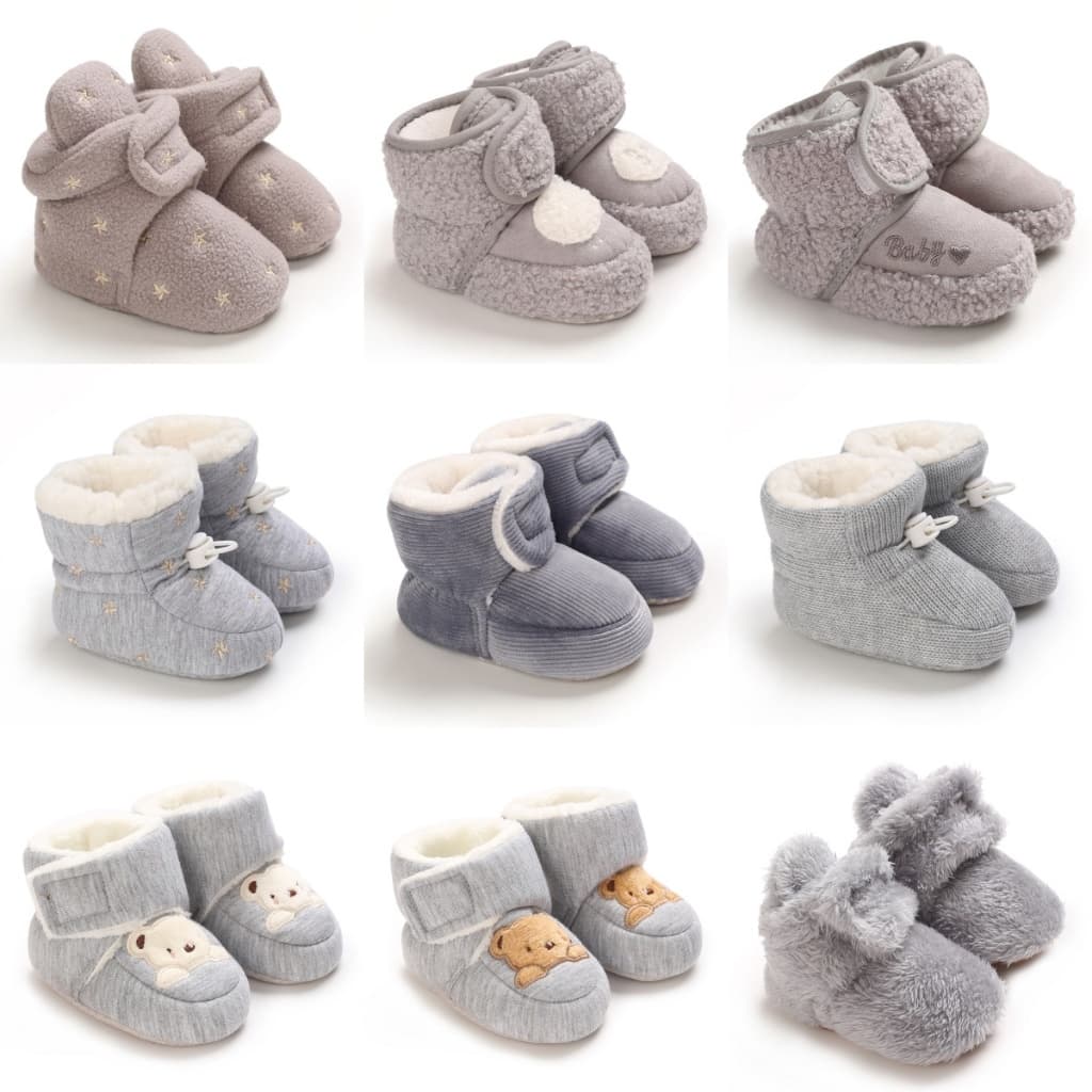 Outono E Inverno 0-1 Ano De Idade Colorido Amor Sapatos De Algodão Quente Bebê Sola Macia Pelúcia Do Masculino Feminino