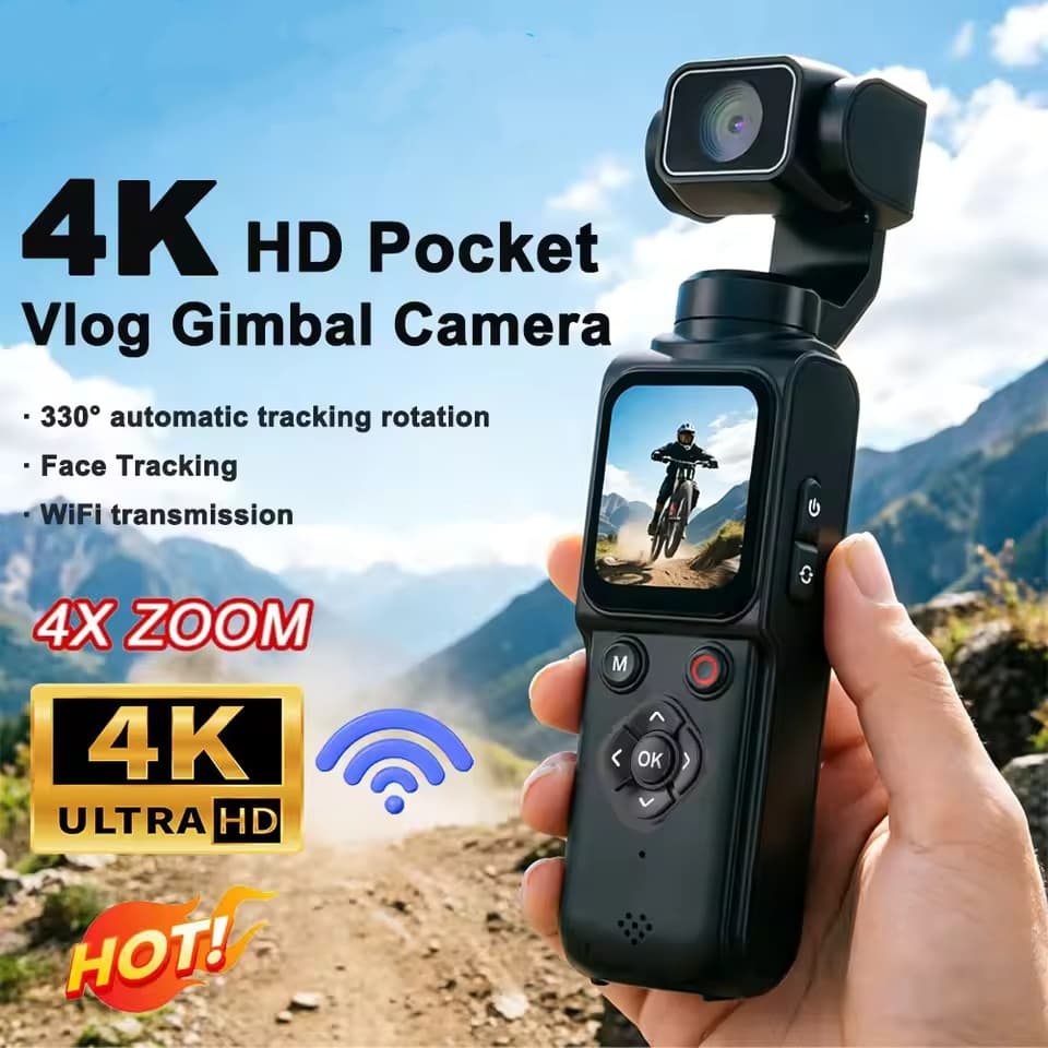 Câmera De Vlogging De Bolso 4K Wifi 330 ° Tela De Toque Rotativa Automática Esportiva DV Bodycam Face Tracking Câmeras D