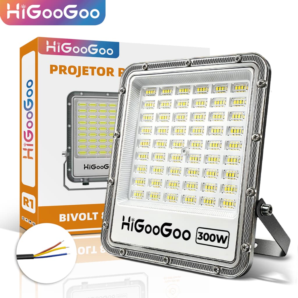 HiGooGoo Refletor LED Ultrafino Economia De Energia à prova d'água 50/100/ 200/300W Para lluminação Externa