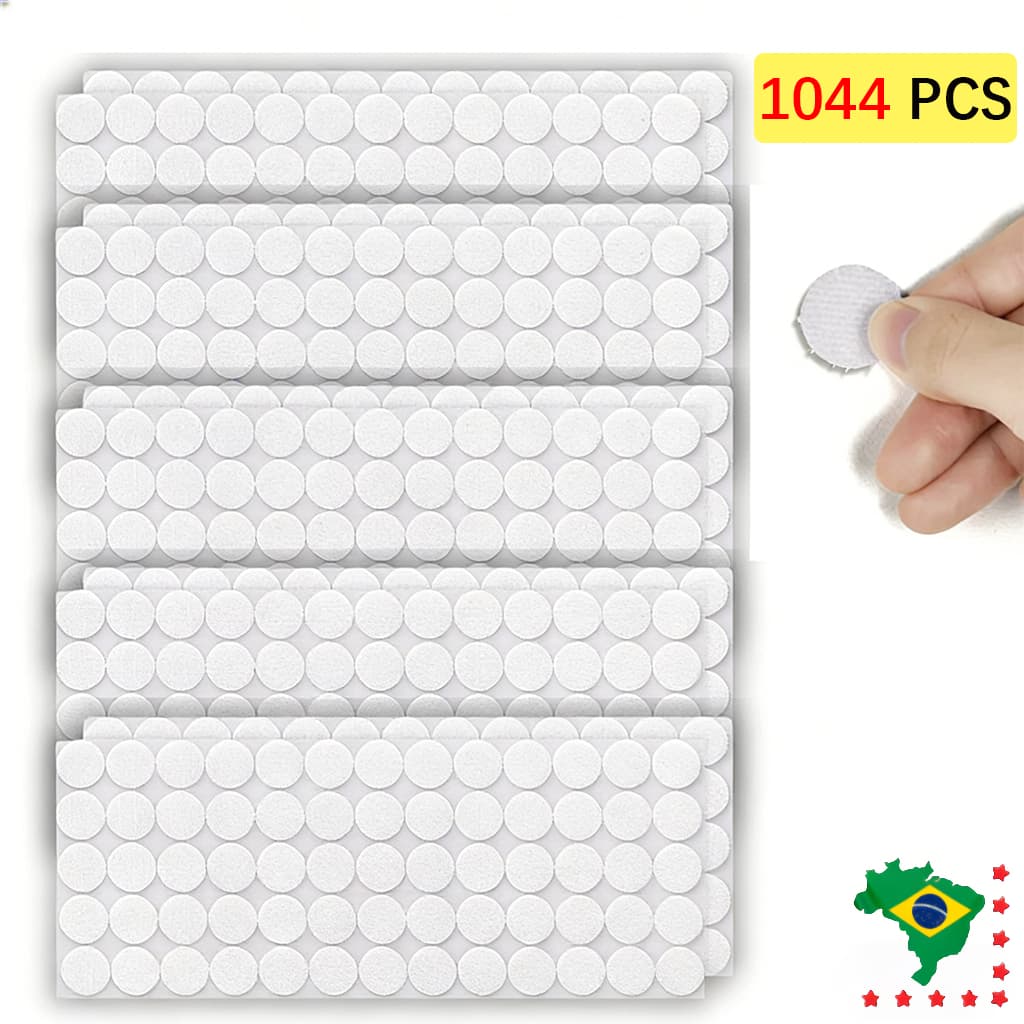 1044 peças Fecho de Contato Velcron Adesivo Redondo Moeda Circulo Bolinha auto-adesivo Super Grude 15mm