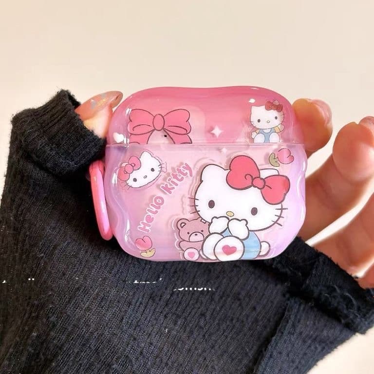 Capa protetora para fones de ouvido Bluetooth Ins Fun cartoon KT Cat, AirPods da Apple, à prova de rachaduras