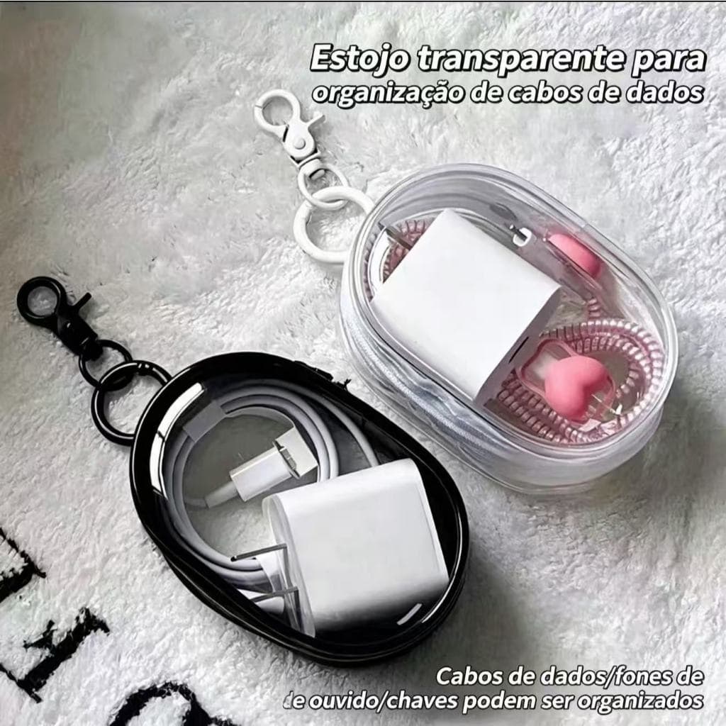 Saco de armazenamento de cabo de dados portátil cor transparente gancho Design viagem Outing acessórios digitais