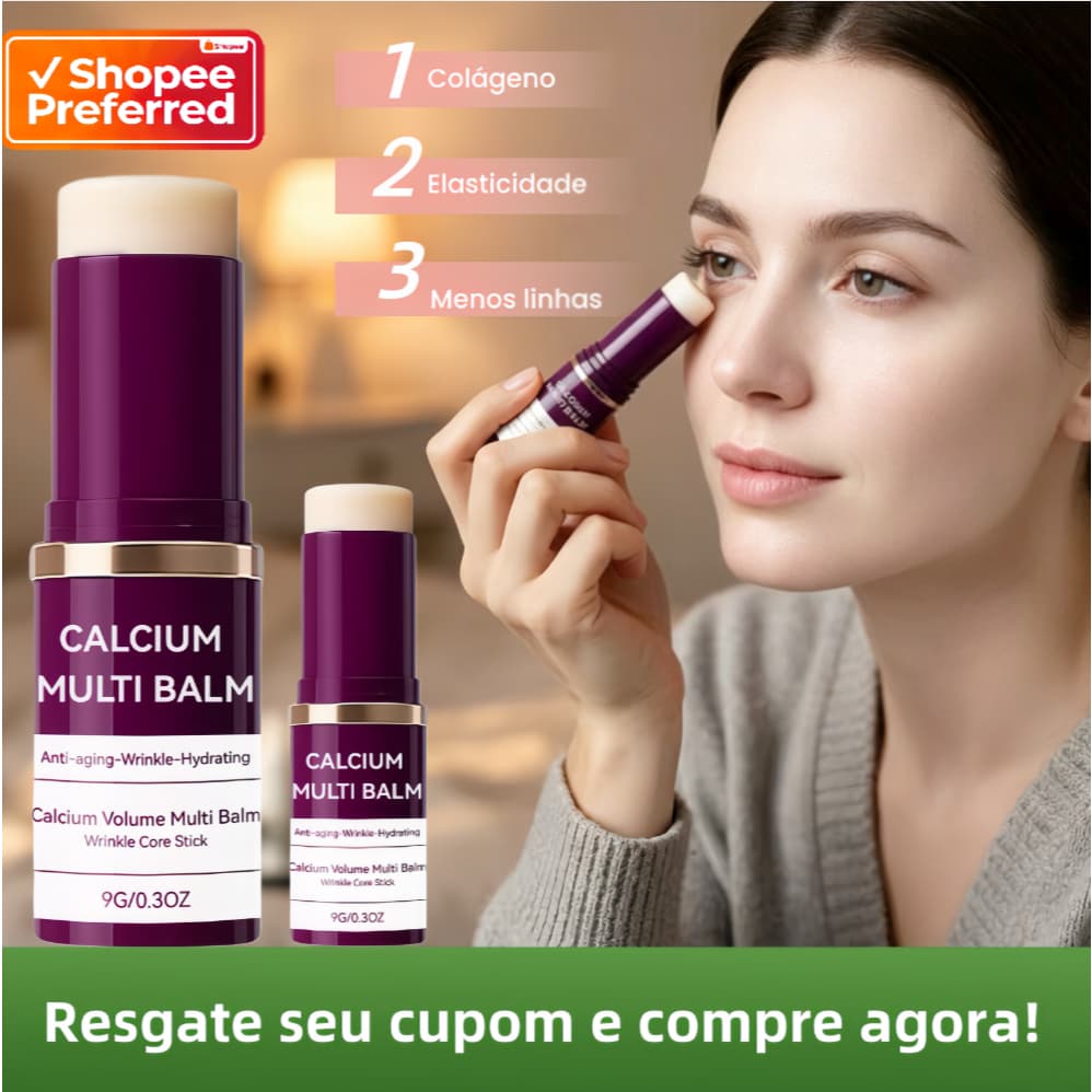 【Hidratação Profunda Inverno】Bastão Colágeno Cálcio | Repara Barreira e Anti Rugas | Para Olhos, Rosto e Pescoço | Stick