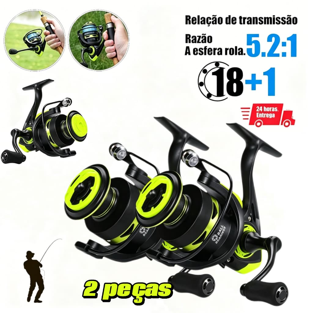 Molinete De Pesca Carretel De Pesca 5.2 : 1 Giratório 1000-7000 Com Cabo EVA Amarelo Escuro!!