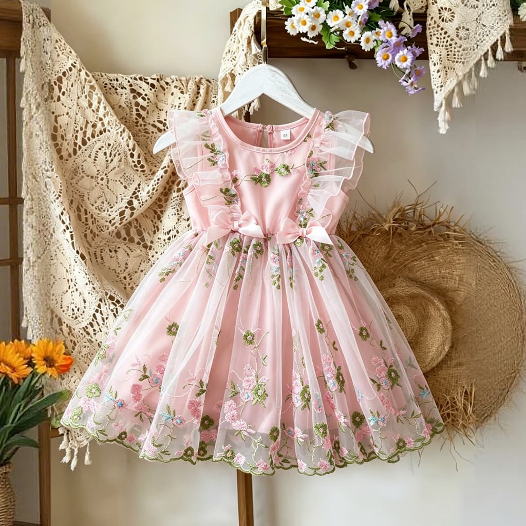 WFRV Bebê Menina Tule Vestido De Princesa Bordado Doce Festa De Aniversário Bolo Para Meninas Flor Vestidos De Casamento