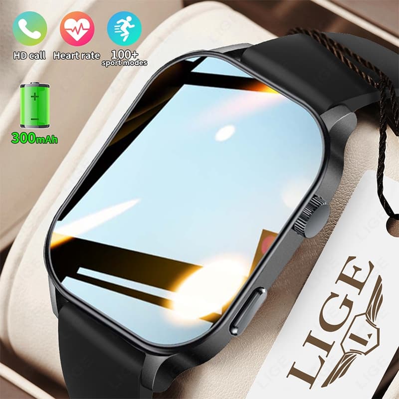 LIGE Tela HD Relógio Inteligente Monitor De Saúde Oxigênio No Sangue Bluetooth Chamada Freqüência Cardíaca Esportes Smar