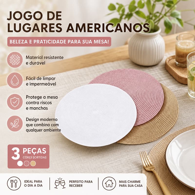 Jogos Americanos Redondos Resistentes a Arranhões, Multicoloridos Fáceis de Limpar Design Elegante