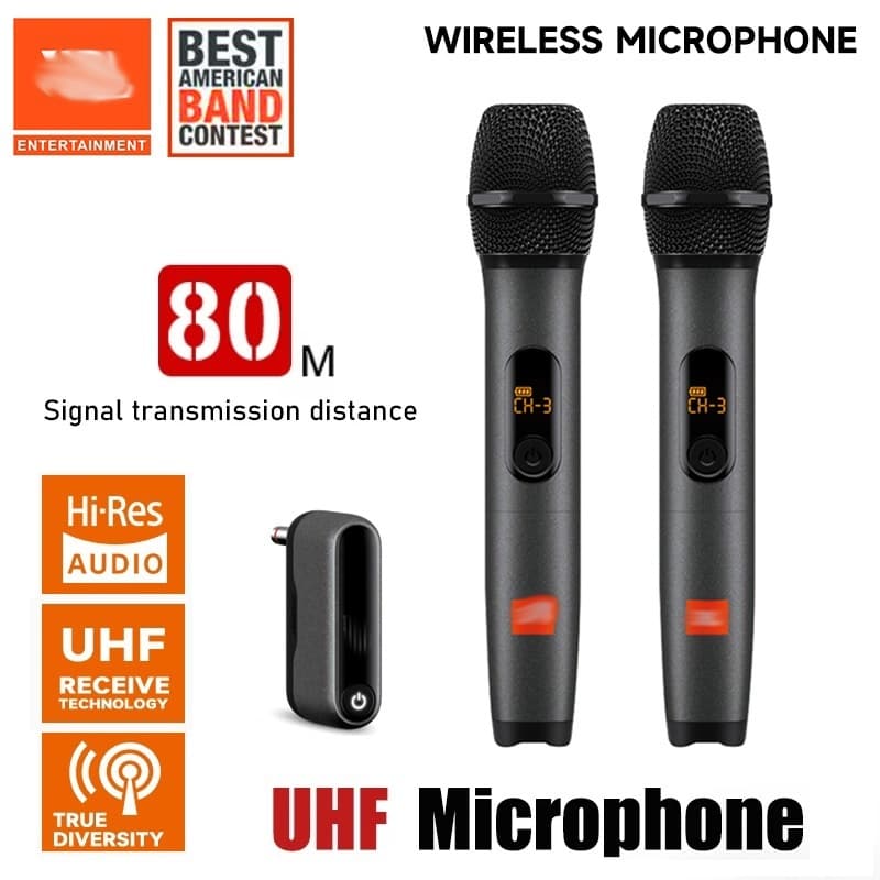 Microfone Sem Fio Profissional Portátil Duplo E Receptor Universal UHF