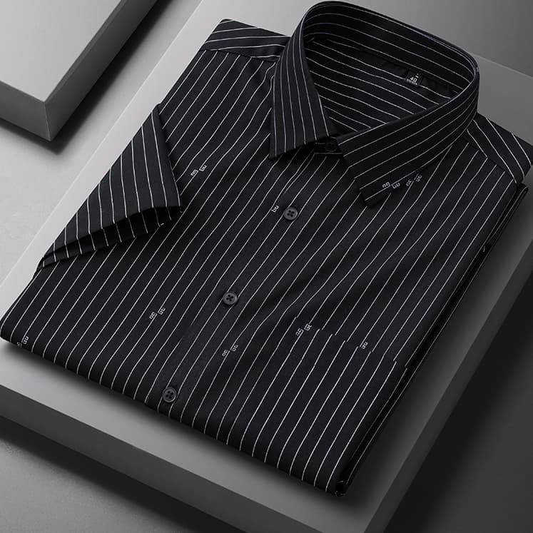 Camisa masculina de manga curta, verão não ferro Anti-rugas meia-idade Casual negócios xadrez curto-
