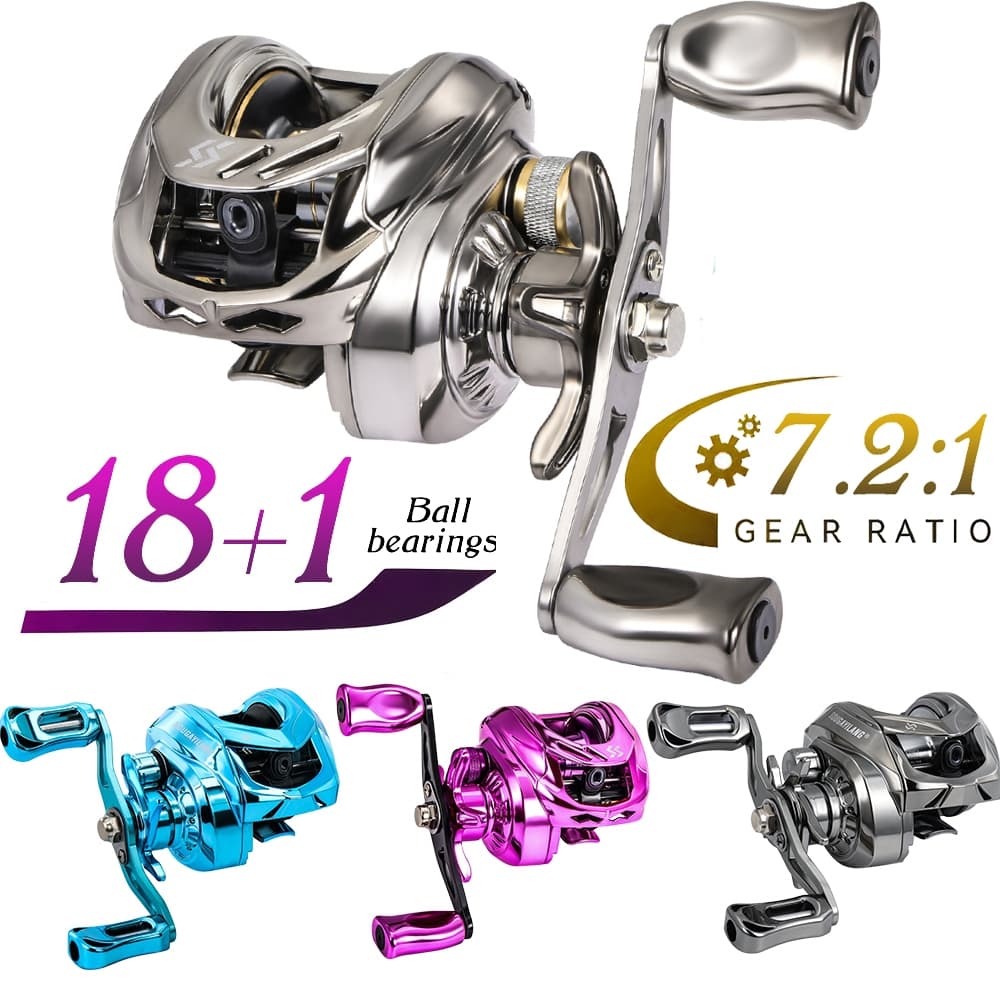 Sougayilang Max Drag 15Kg Carretel De Fundição De Isca Alça Esquerda/Direita Pesca 7.2 : 1 Relação De Engrenagem 18 + 1