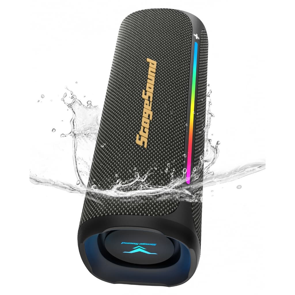 Caixa de Som Portátil Bluetooth 6.0 IP67 à Prova de Água 40W Bass Perfeita para Praia Acampamento e Festas