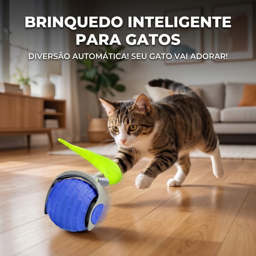 Bola De Brinquedo Interativa Inteligente Para Gatos Com Movimento Automático-Velocidade Ajustável , Recarregável , Anima