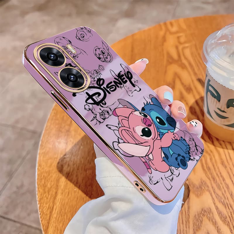 Capa Macia Para OPPO A6t Pro A6x A6k A6 5G Casal Abraço Ponto Disney Caso Brilhante Chapeamento Escudo Proteger
