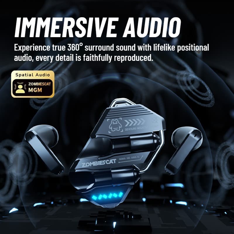 Fones de ouvido ZOMBIESCAT B21 Gaming, fones sem fio TWS com baixa latência, fones de ouvido tipo earbuds com estojo