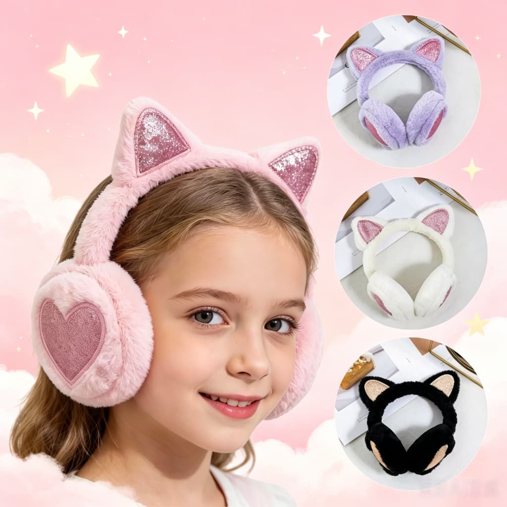 Protetor de Orelha Estilo Gato de Pelúcia Fofo para o Inverno Presente para Meninas