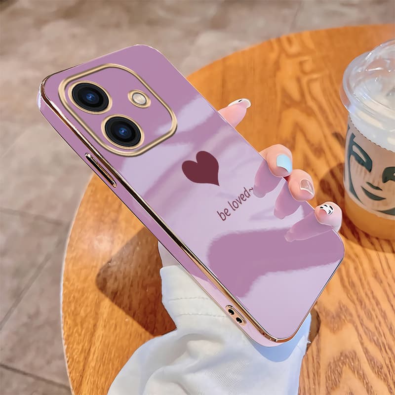 Caso Chapeamento Para OPPO A5 A5i Pro A5 A5i A5x Capa De Luxo Amor Coração Embalagem Bordas Quadradas Volta Macio