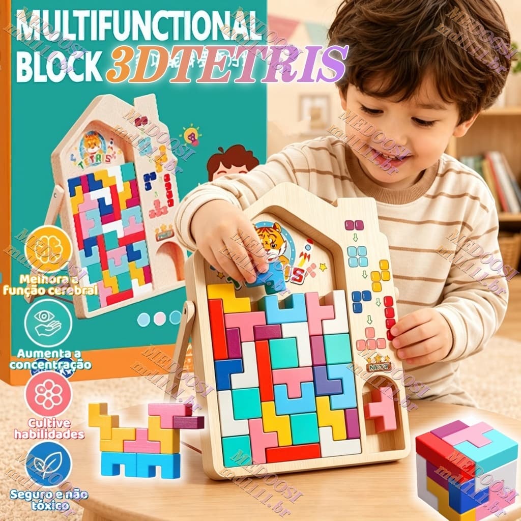 3D Tetris Quebra-Cabeça Para infantil Jogo Educacional Montessori Para Brinquedos Interativos Bebês