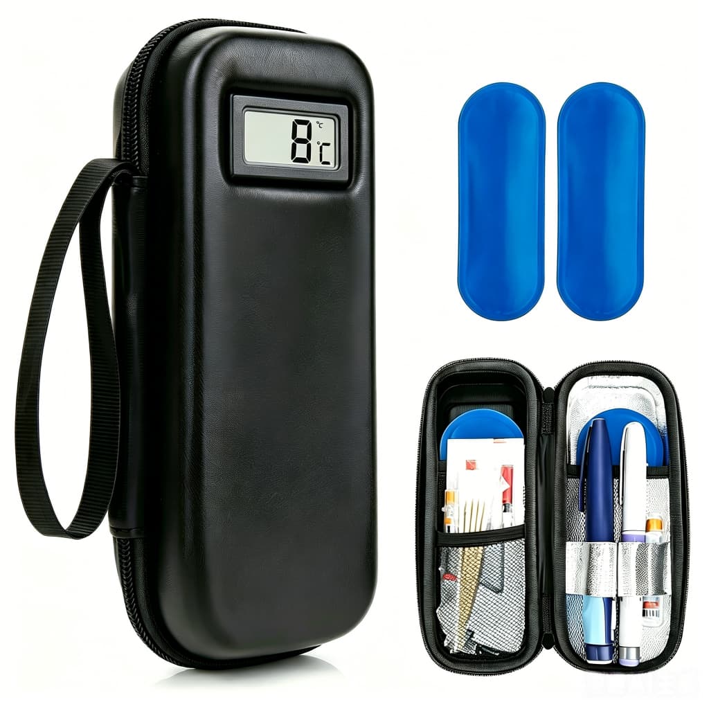 KJ insulina refrigerada saco de viagem medicina refrigerada saco refrigerado com 2 sacos de gelo caneta de insulina Diab