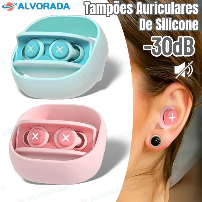 Tampões Auriculares De Silicone Isolamento Acústico Redução De Ruído Com Esponja Macia Protetor Auricular-ALV
