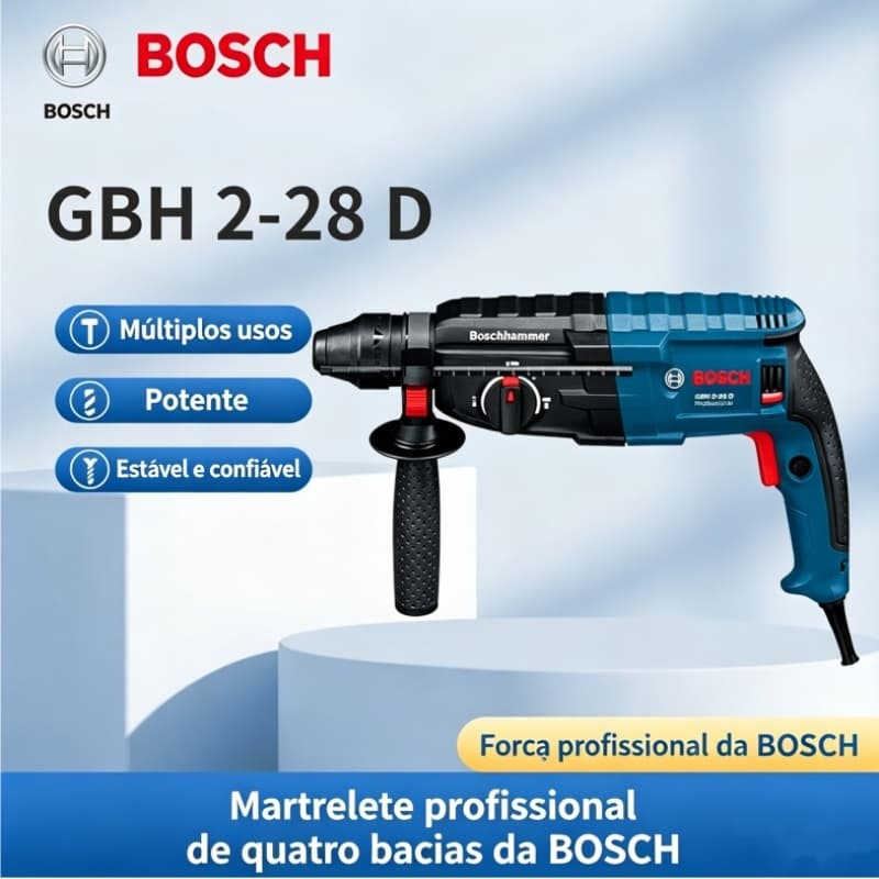 Bosch 28D martelo/broca de impacto 1500W, parede de perfuração/reforço/cimento, com caixa de ferramentas