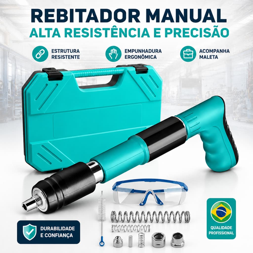 Qualidade superior Pistola / Alicate Rebitador de Fixação Finca Pino Kit Completo