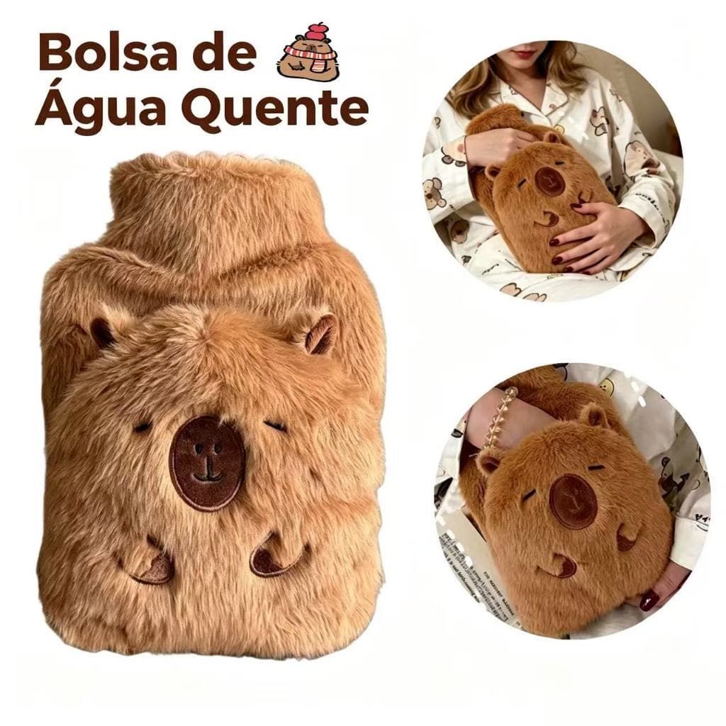 500ML Bolsa De Água Quente de Capivara de Pelúcia Para Cólica Dor Abdominal Compressa Inverno