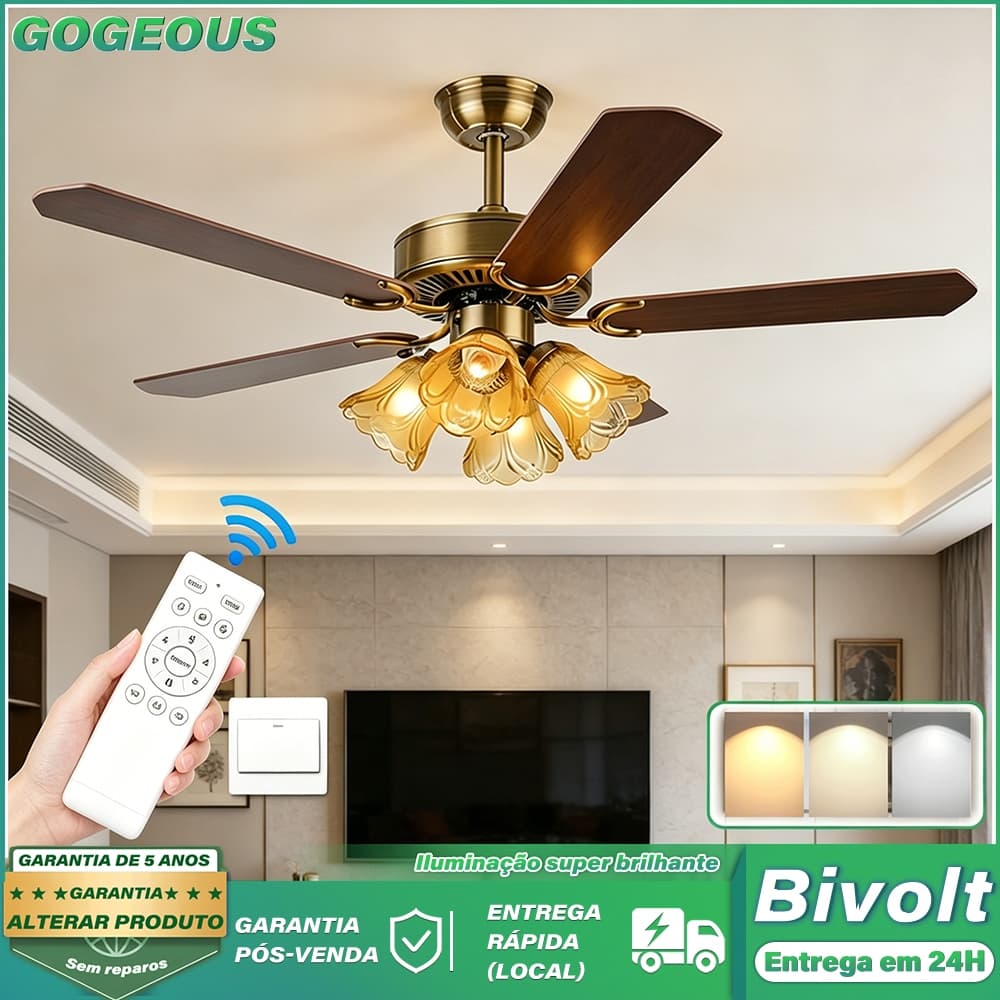 Ventilador De Teto Luz LED De Sala De Estar e Quarto Decoração 72W Vento Forte Silencioso Economia De Energia