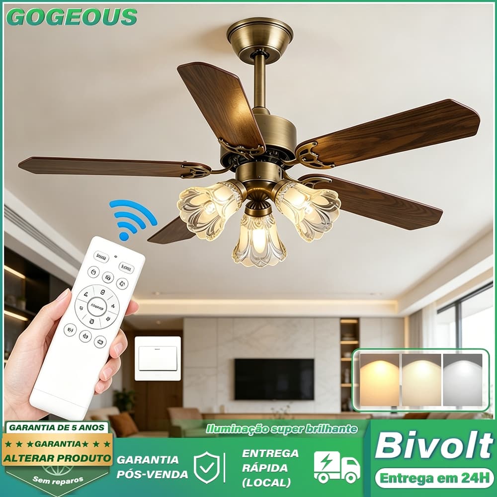 110V-220V Ventilador De Teto Luz LED De Sala De Estar e Quarto Decoração 72W Vento Forte Silencioso Economia De Energia