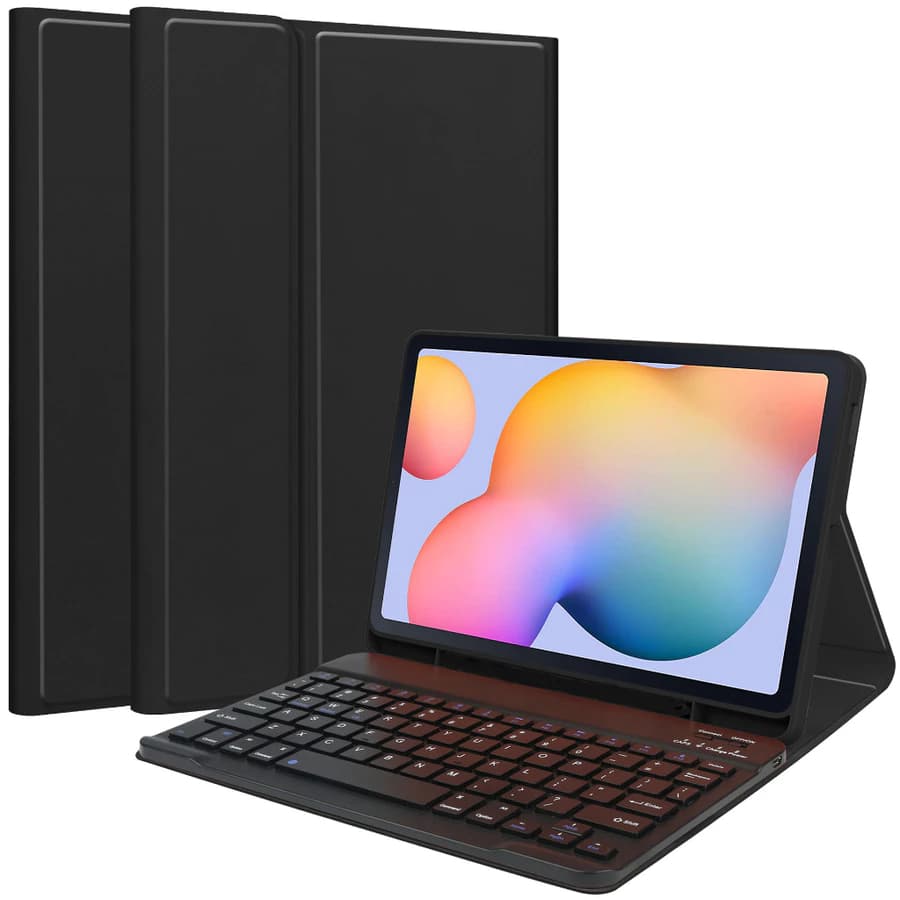 2026 Nova capa protetora preta, adequada para Samsung Tab S7/S8/S9/S9FE/S10FE, com teclado retroiluminado Bluetooth magn