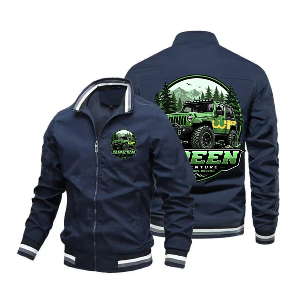 Jaqueta Masculina Jeep off-road adventure Estampada Multicolorida Com Gola Redonda Para Uso casual Casaco Corta-Vento Zí