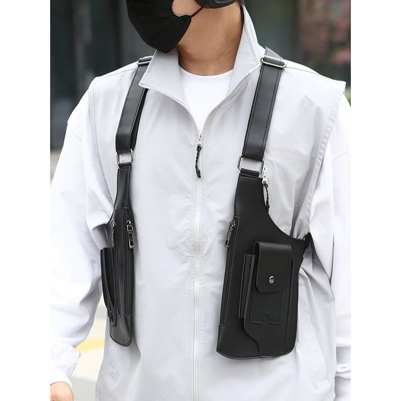 Bolsa Masculina Coldre Axilar Antifurto Ombro Tatica Invisivel Transversal Multifuncional Telefone PU 2026