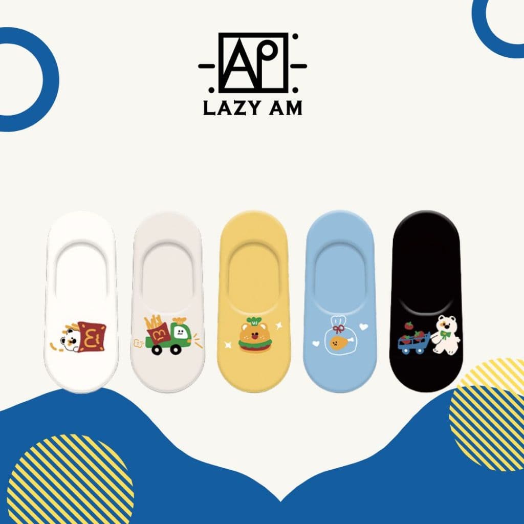 LAZYAM Meia Invisível Cartoon Feminina Antiderrapante Arejada Corte Baixo Tornozelo