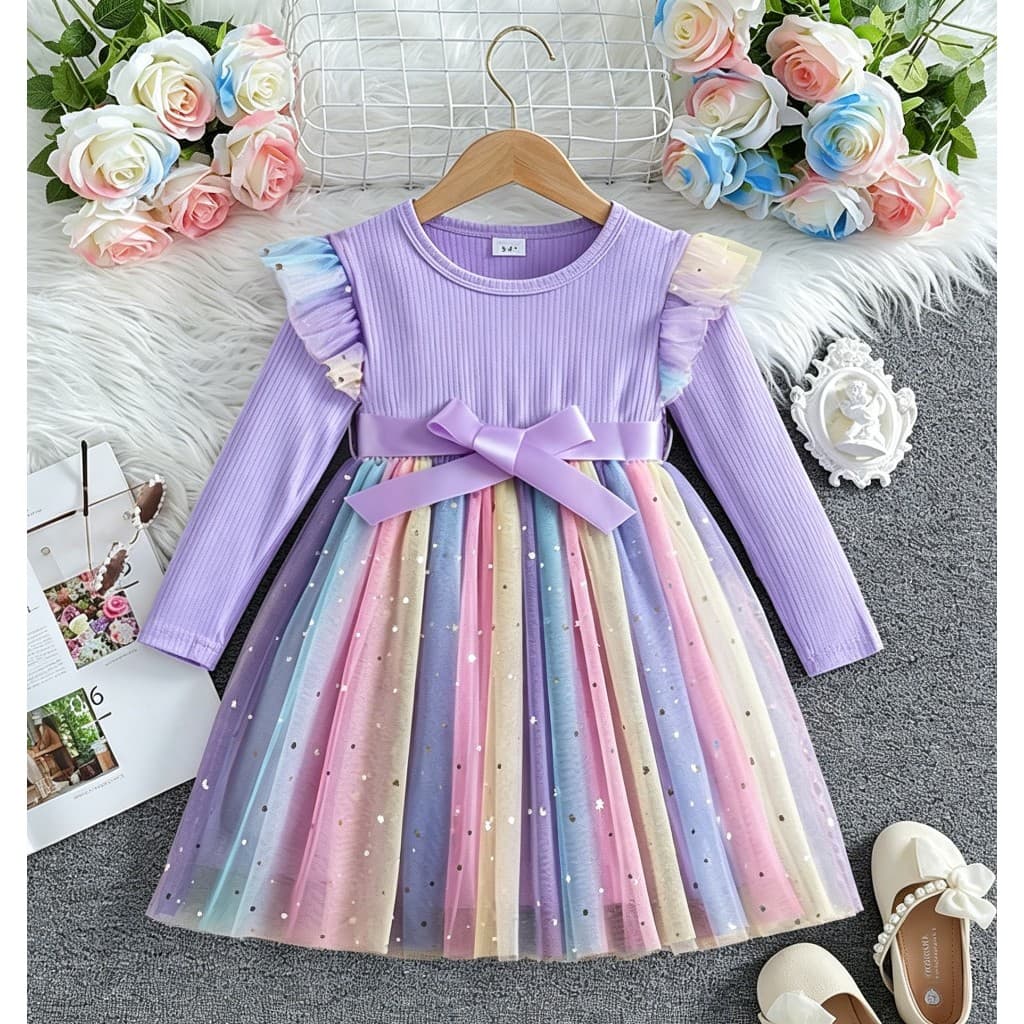 Meninas Vestido De Festa De Princesa Para 1-5 Anos Lantejoulas Doce Outono Deslizante Bebê Aniversário De Tule