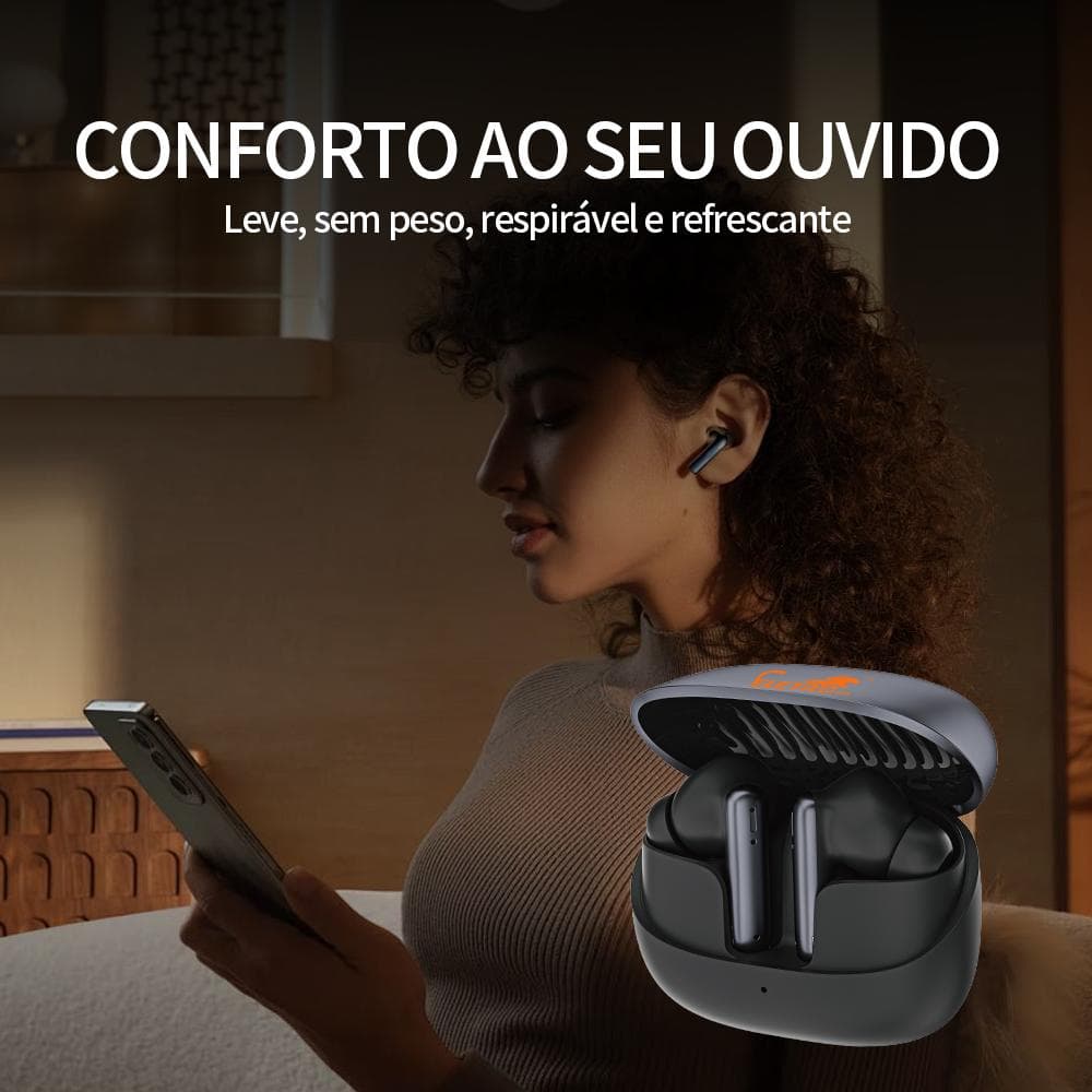 Fone de ouvido esportivo à prova d'água Bluetooth 6.0 com suporte para 135 idiomas Tradução Bluetooth em tempo Real Repr