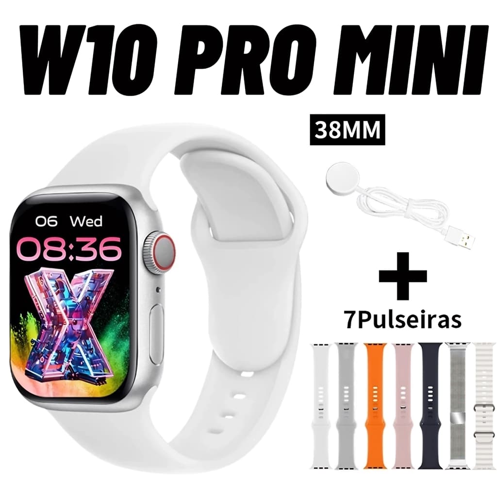 [7 alças] W10 PRO MINI Chamada Bluetooth Relógio inteligente Monitoramento de frequência cardíaca Entrega de São Paulo