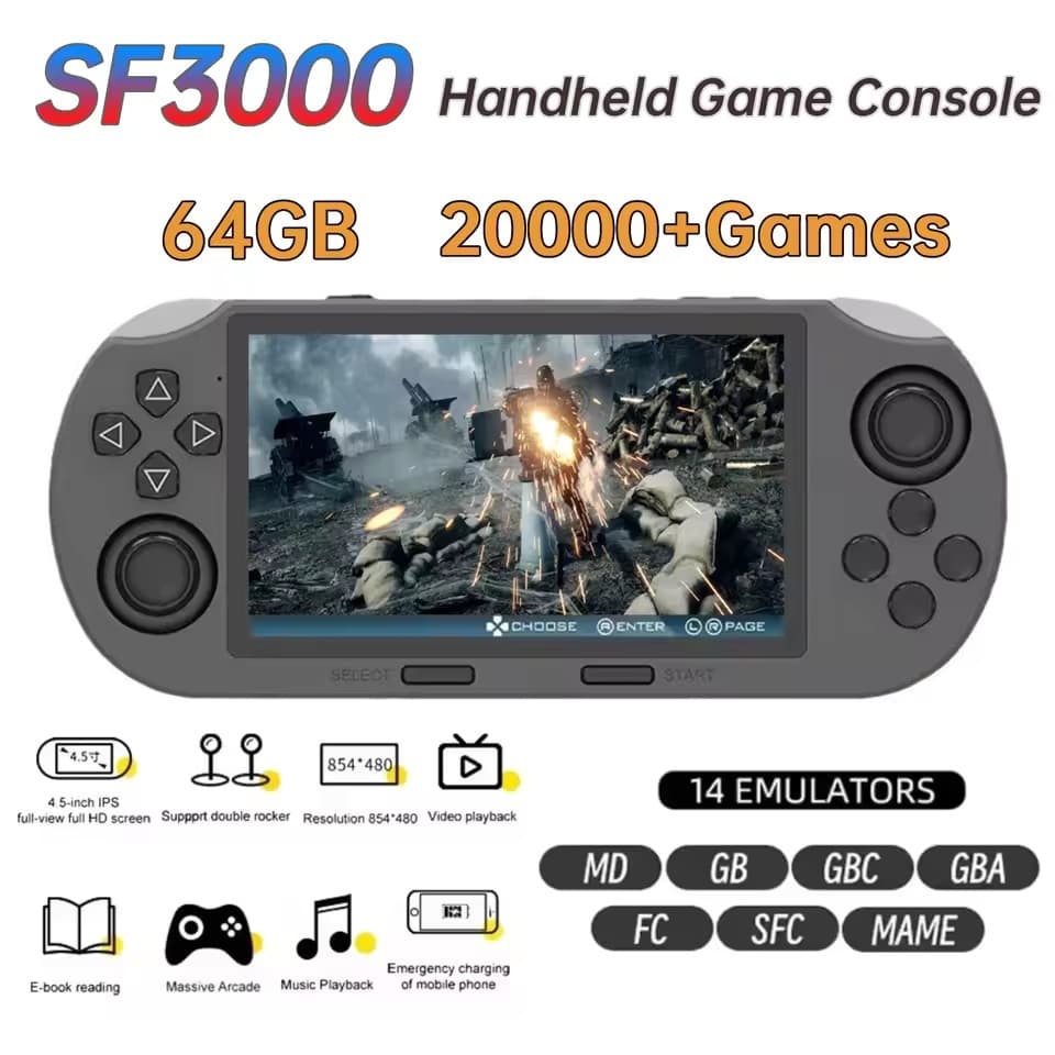 Console De Videogame Portátil Retrô , Reprodutor De Bolso Clássico Com Tela IPS De 4.5 Polegadas , Sistema Linux De 3000