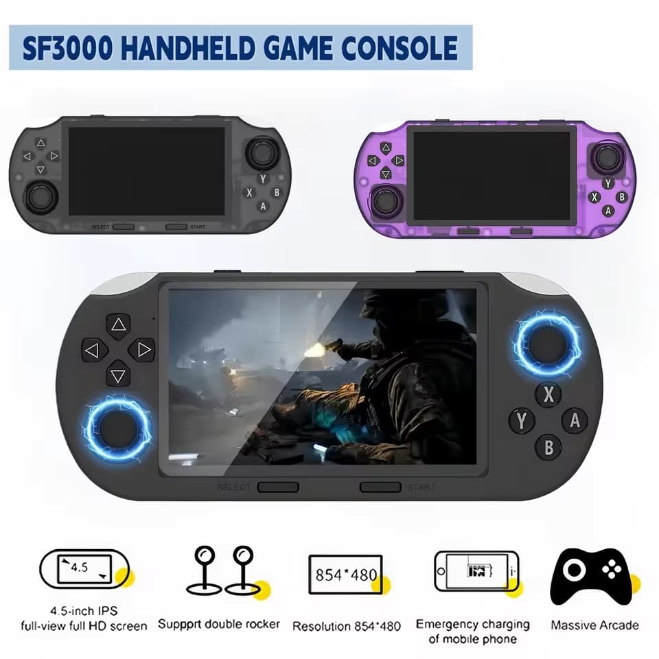 Jogador De Vídeo De Bolso Portátil Jogos SF3000 Retro Console De Videogame Sistema Linux 4.5 Polegada 854 * 480 Tela IPS