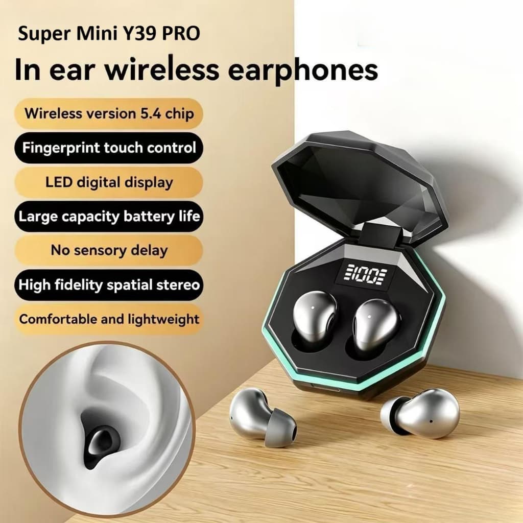 Y39 Pro Invisible Mini Sleep Earbuds Bluetooth Sem Fio , Fones De Ouvido Ultraleves E Confortáveis Para Dormir Travessas