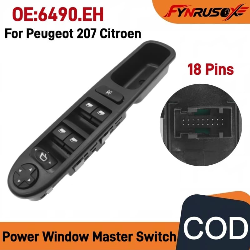 Interruptor De Controle Mestre Da Janela Elétrica Para Peugeot 207 SW Hatchback Saloon (2006-2016) OE 6490EH Dianteiro E